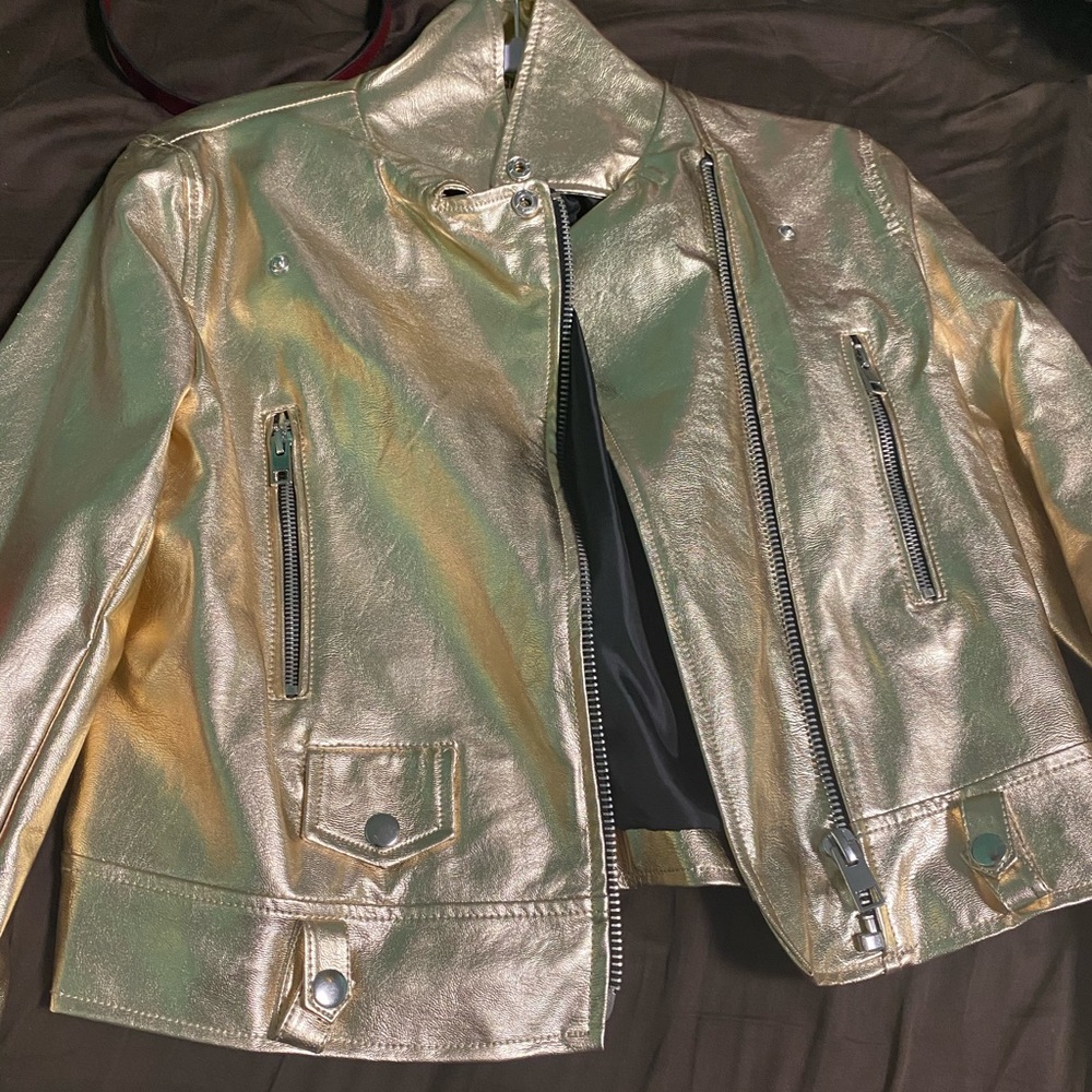 Metallic gold leather jacket